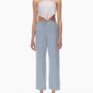 Aritzia Sunday Best Jaden Pant Gingham Teal/Lilac Size 6 Bohemian Colorful
